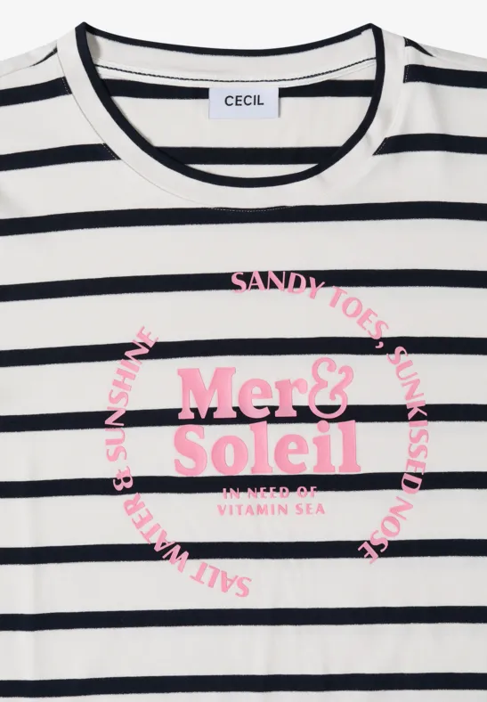 Kurzarm Shirt mit Rundhals und Streifen universal blue