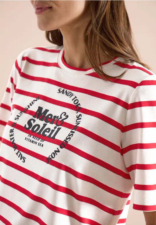 Kurzarm Shirt mit Rundhals und Streifen glazed apple red