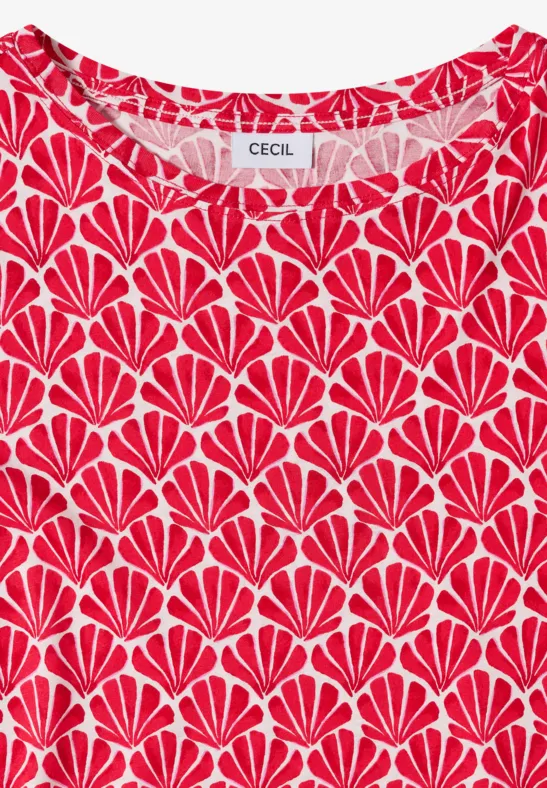 T-shirt à col rond avec imprimé coquillage glazed apple red
