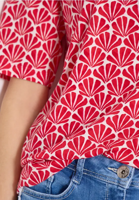 T-shirt à col rond avec imprimé coquillage glazed apple red