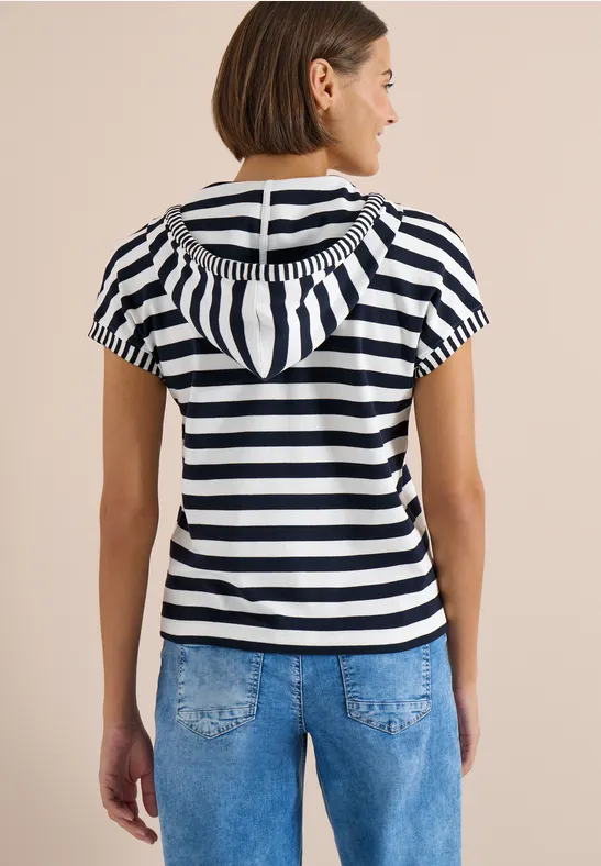 Kurzarm Shirt mit Kapuze und Streifen universal blue