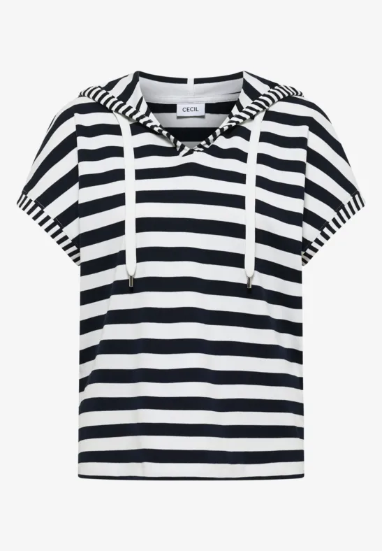 Kurzarm Shirt mit Kapuze und Streifen universal blue