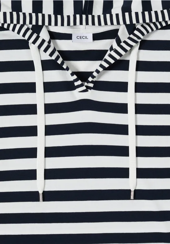 Kurzarm Shirt mit Kapuze und Streifen universal blue