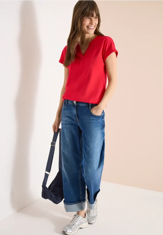 Shirt mit Split Neck im Tunika-Look glazed apple red