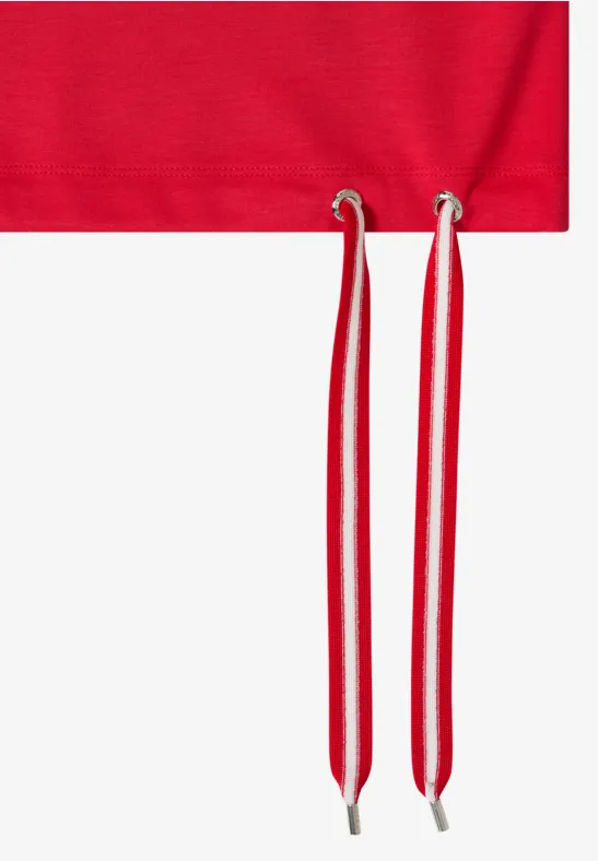 T-Shirt mit Rundhals und Raffung glazed apple red