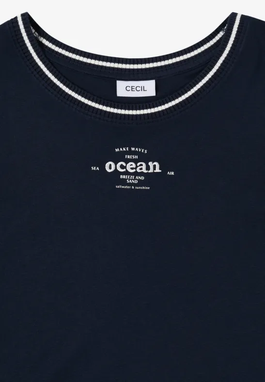 Shirt met geribde details universal blue