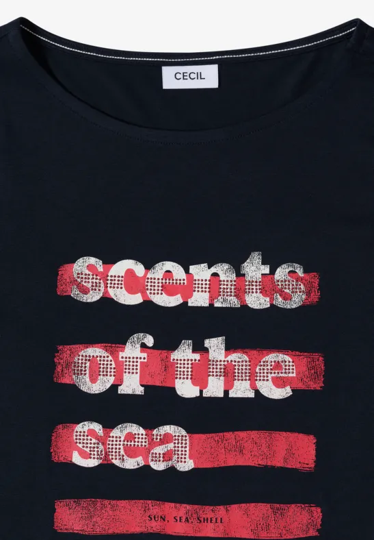 T-shirt avec boatneck et wording universal blue