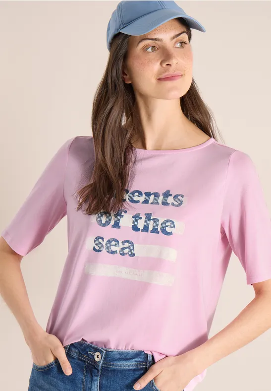T-shirt avec boatneck et wording light blush rose
