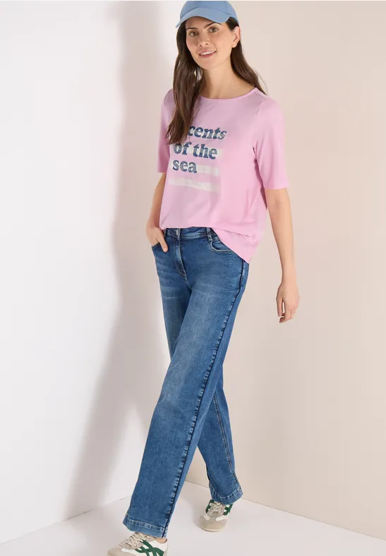 T-shirt avec boatneck et wording light blush rose