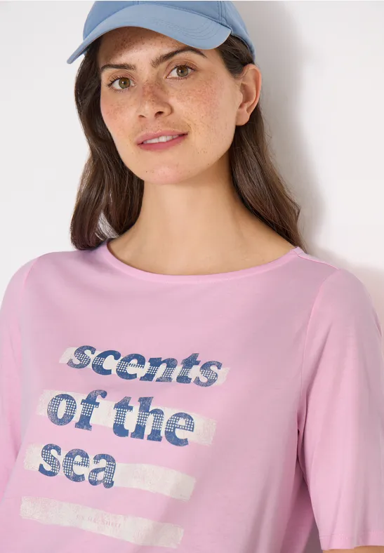 T-shirt avec boatneck et wording light blush rose