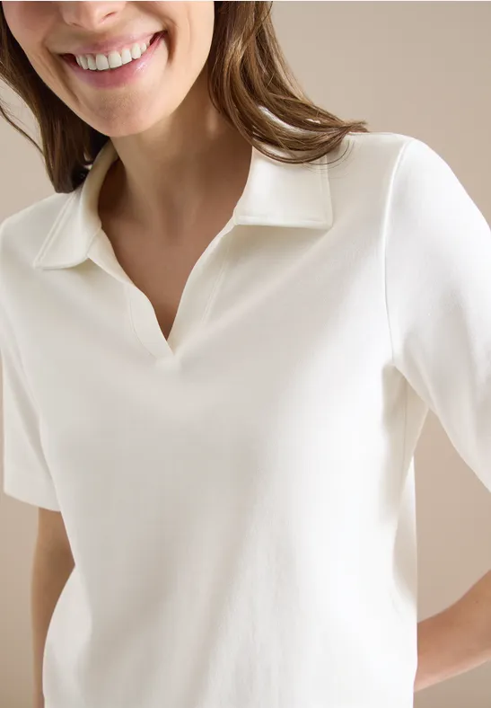 Polo à manches courtes en couleur unie vanilla white