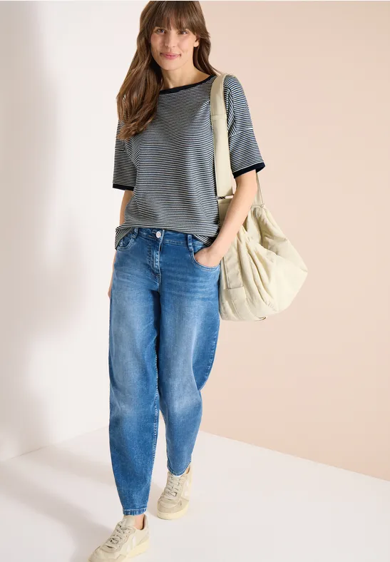 Shirt mit Boatneck und Struktur universal blue