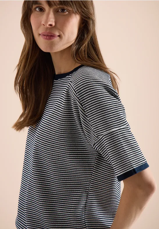 Shirt mit Boatneck und Struktur universal blue