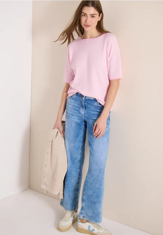 Shirt mit Boatneck und Struktur light blush rose