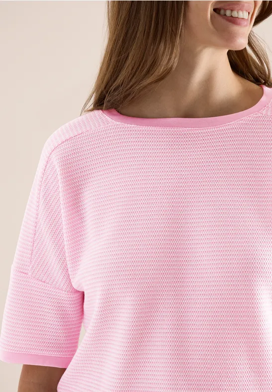 Shirt mit Boatneck und Struktur light blush rose