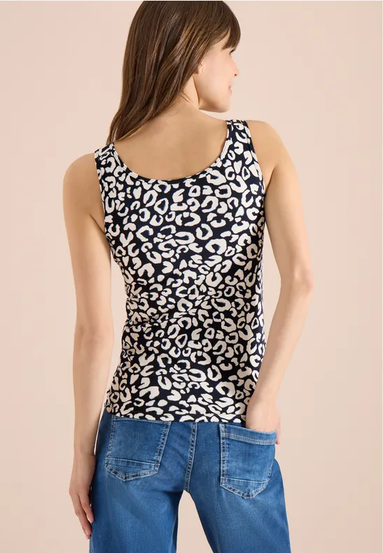 Top met ronde hals en leopatroon urban dark blue