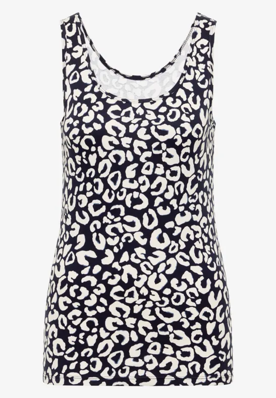 Top met ronde hals en leopatroon urban dark blue