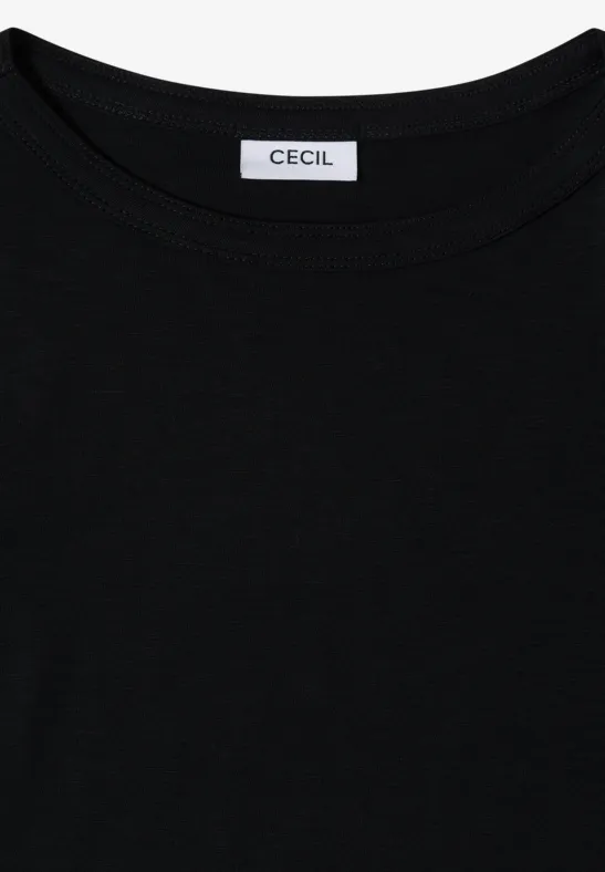 T-shirt à manches courtes avec encolure en U Black