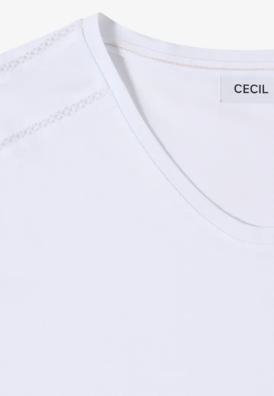 Shirt met V-hals en kanten detail White