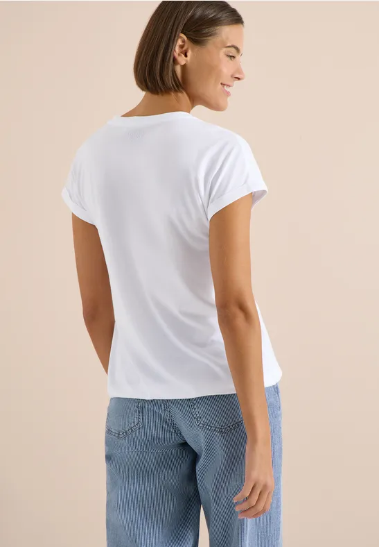 Kurzarm Shirt im Tunika-Look White