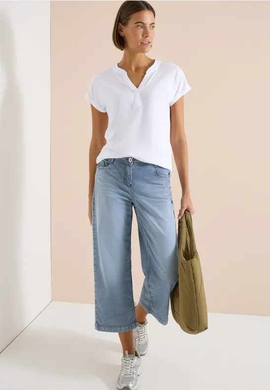 Kurzarm Shirt im Tunika-Look White