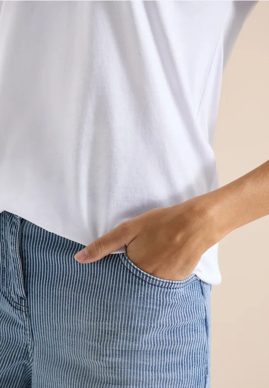 Kurzarm Shirt im Tunika-Look White