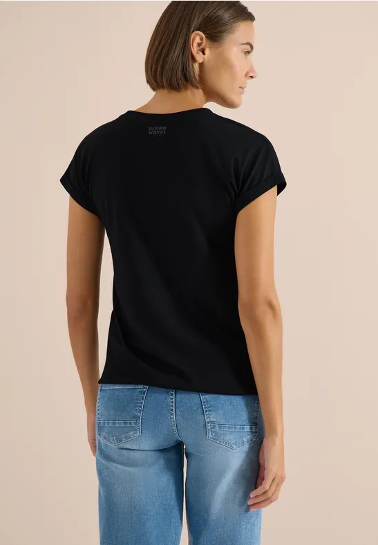 Shirt met korte mouwen in tuniekstijl Black