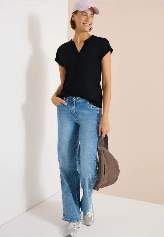 Shirt met korte mouwen in tuniekstijl Black