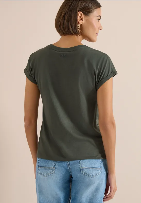 Shirt met korte mouwen in tuniekstijl khaki