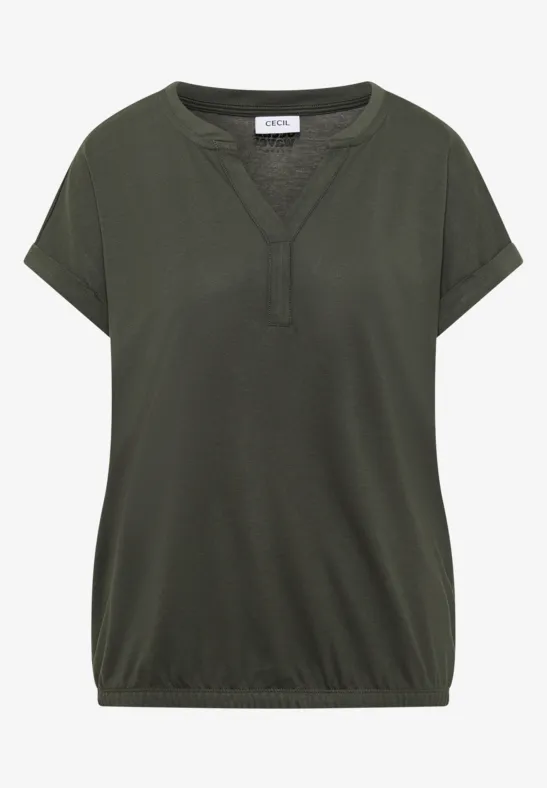 Shirt met korte mouwen in tuniekstijl khaki