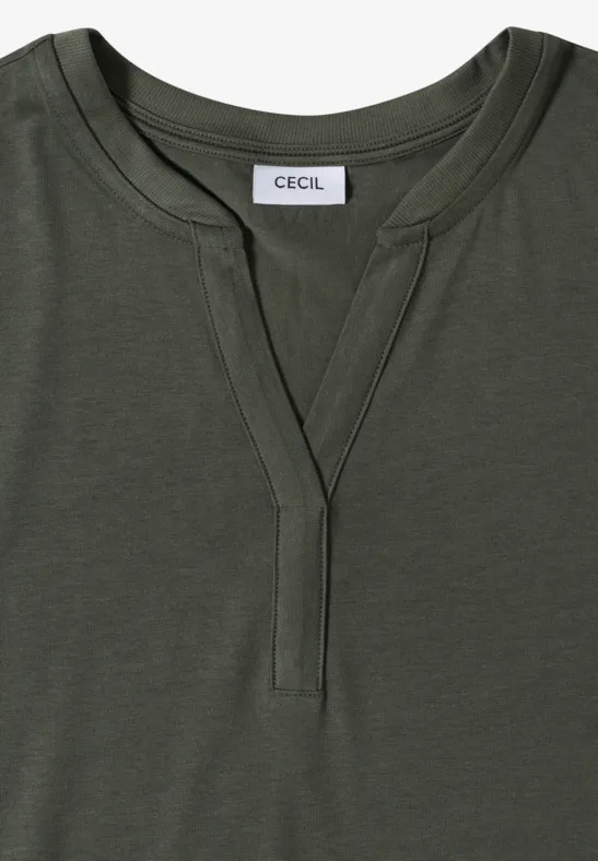 Shirt met korte mouwen in tuniekstijl khaki