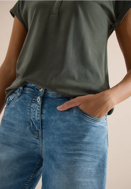 Shirt met korte mouwen in tuniekstijl khaki