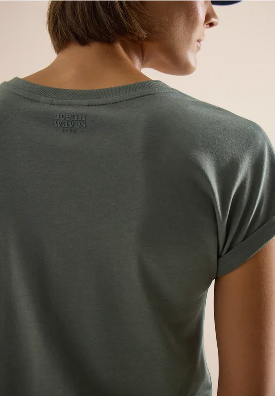 Shirt met korte mouwen in tuniekstijl khaki