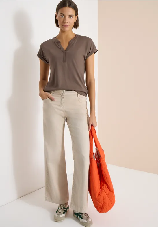Kurzarm Shirt im Tunika-Look urban taupe