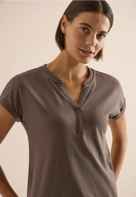 Kurzarm Shirt im Tunika-Look urban taupe