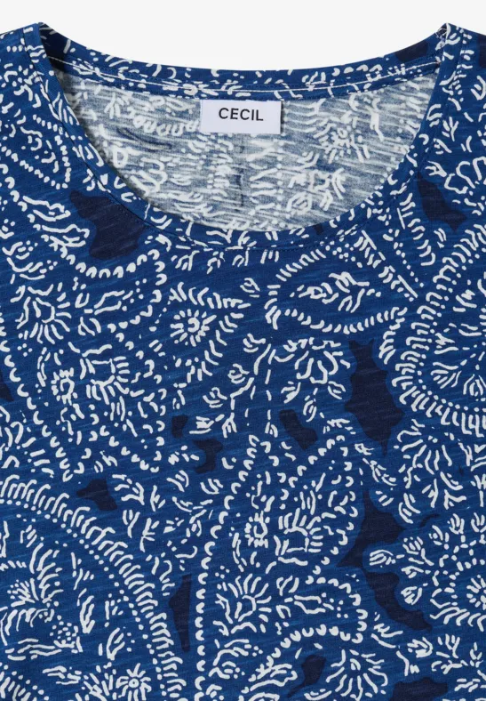 T-Shirt mit Rundhals und Minimal Print universal blue