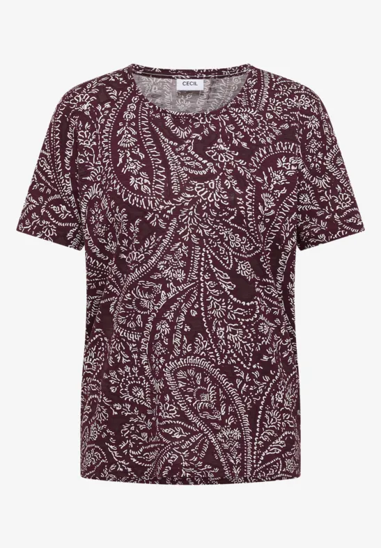 T-Shirt mit Rundhals und Minimal Print sweet grape red