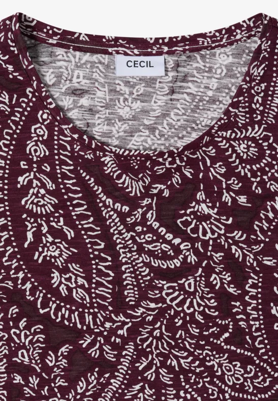 T-Shirt mit Rundhals und Minimal Print sweet grape red