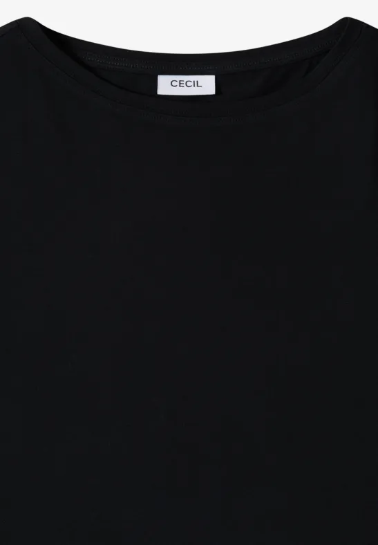 Zwart T-shirt met ronde hals van CECIL