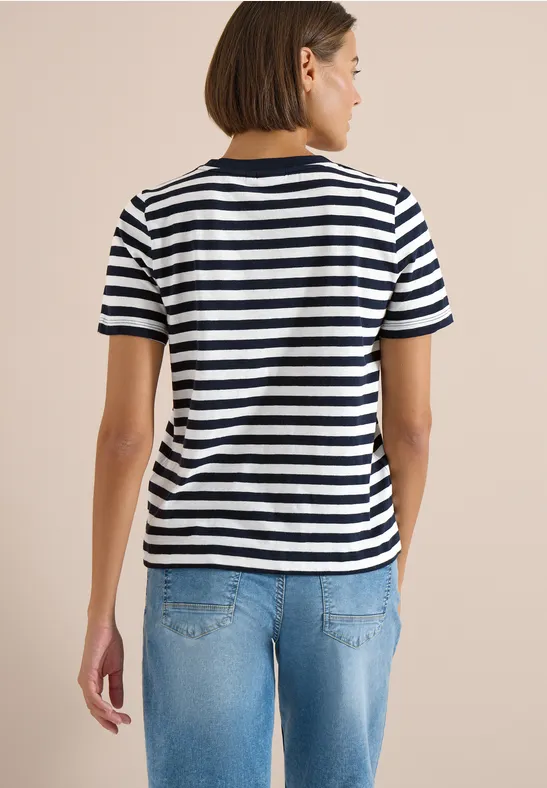 T-Shirt mit Rundhals und Streifen universal blue