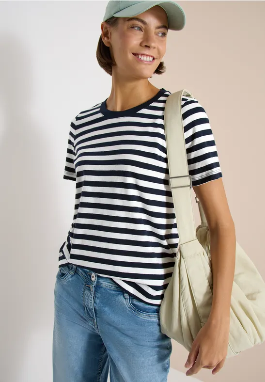 T-Shirt mit Rundhals und Streifen universal blue