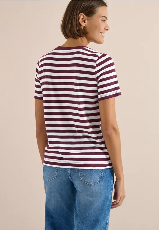 T-Shirt mit Rundhals und Streifen sweet grape red