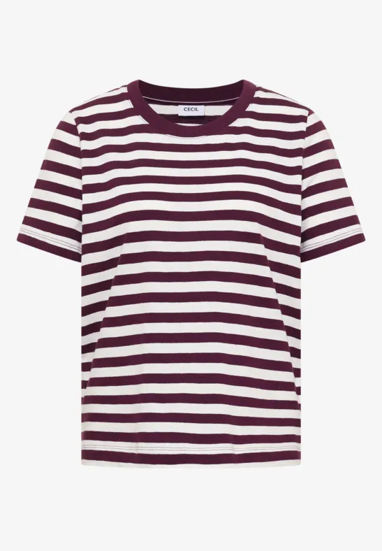 T-Shirt mit Rundhals und Streifen sweet grape red