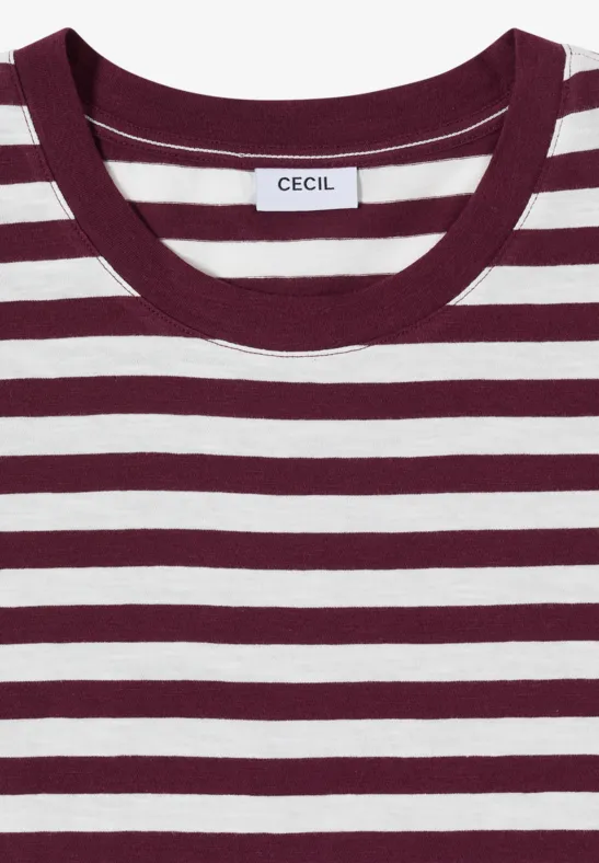 T-Shirt mit Rundhals und Streifen sweet grape red