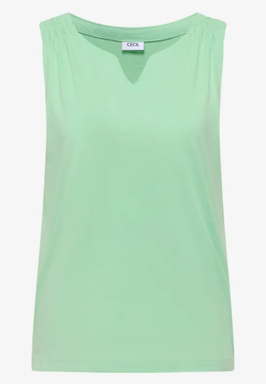 Ärmelloses, mintgrünes Tanktop mit Rundhalsausschnitt in schlichtem Design.
