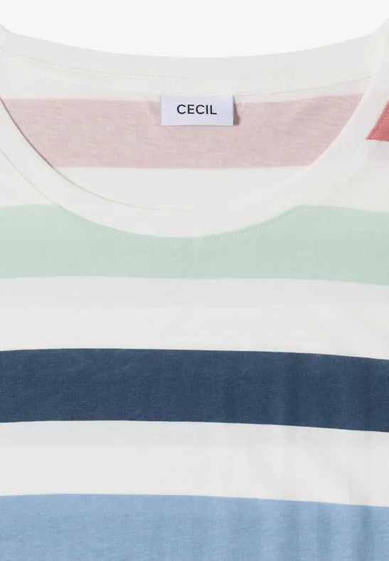 Gestreept T-shirt in pasteltinten met label "CECIL"