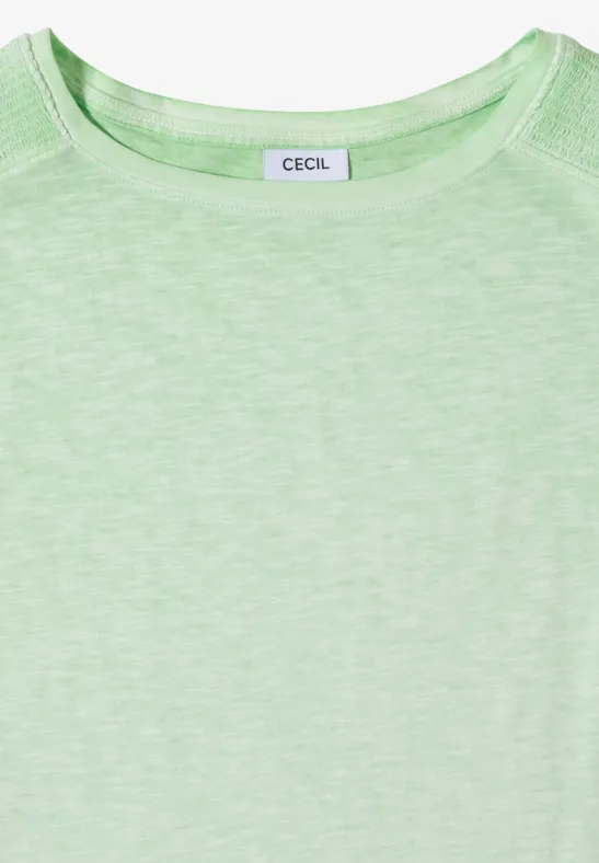 T-shirt vert clair à manches courtes avec motif chiné subtil