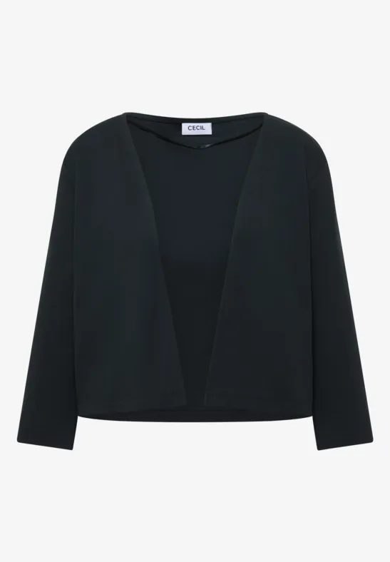 Zwart, openvallend blazer-cardigan met V-hals en lange mouwen