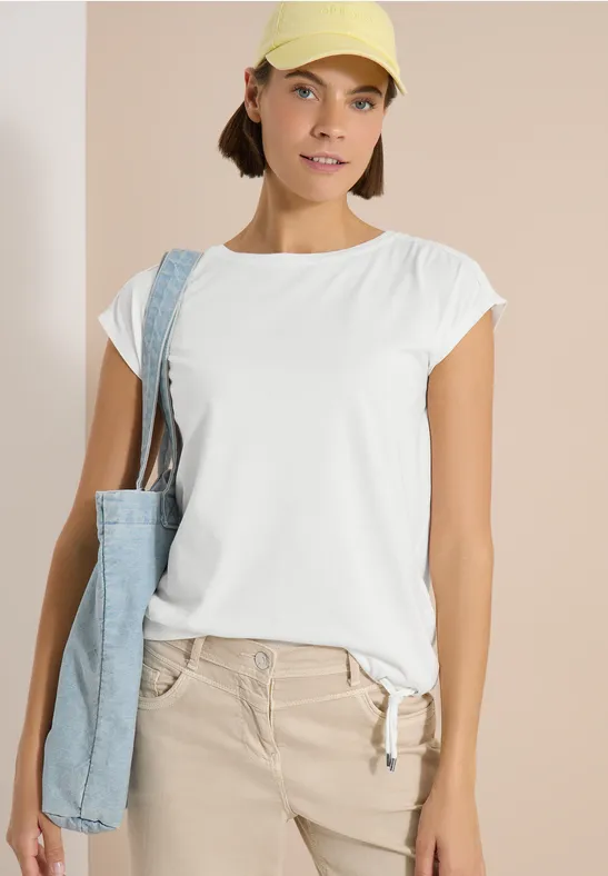 T-Shirt mit Crochet-Details vanilla white
