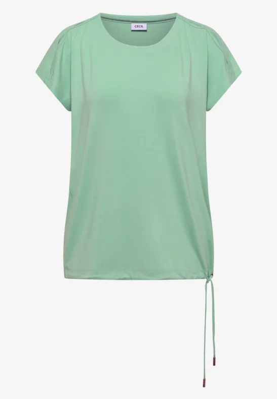 T-shirt ample vert clair à manches tombantes et lien coulissant sur le côté